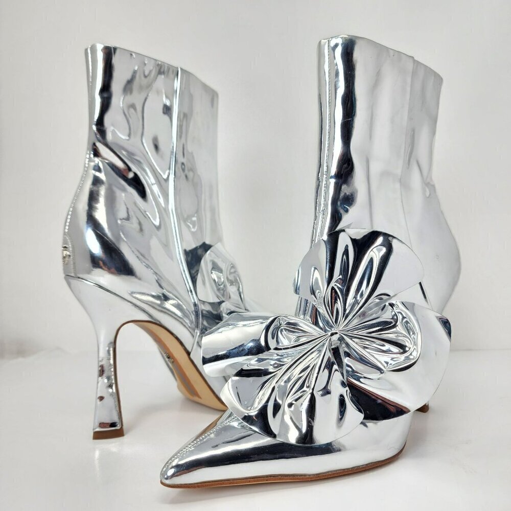 Sam Edelman Women's Esmae2 Silver Bow Bootie, Women's 9.5